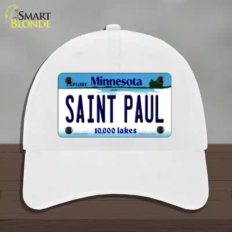 HAT14-MLP-11038 Saint Paul Minnesota State Novelty License Plate Hat, Unconstructed Cotton - White