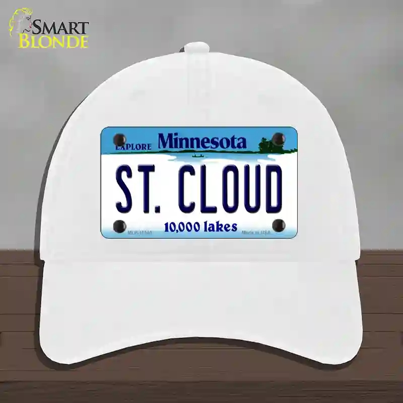 HAT14-MLP-11040 St Cloud Minnesota State Novelty License Plate Hat, Unconstructed Cotton - White