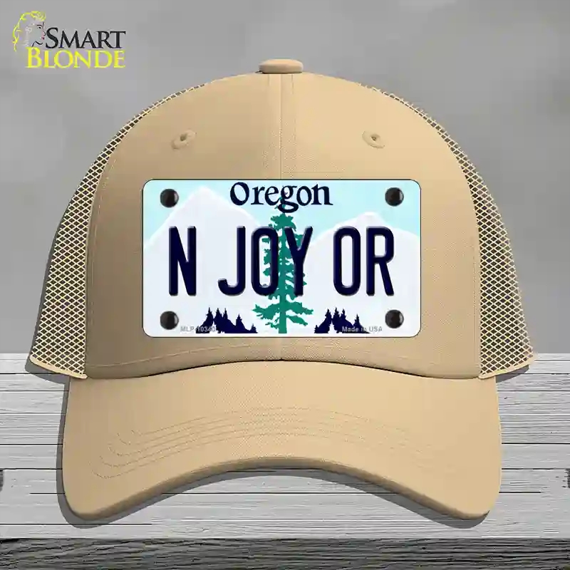 HAT15-MLP-10340 N Joy OR Oregon Novelty License Plate Hat, Mesh - Khaki