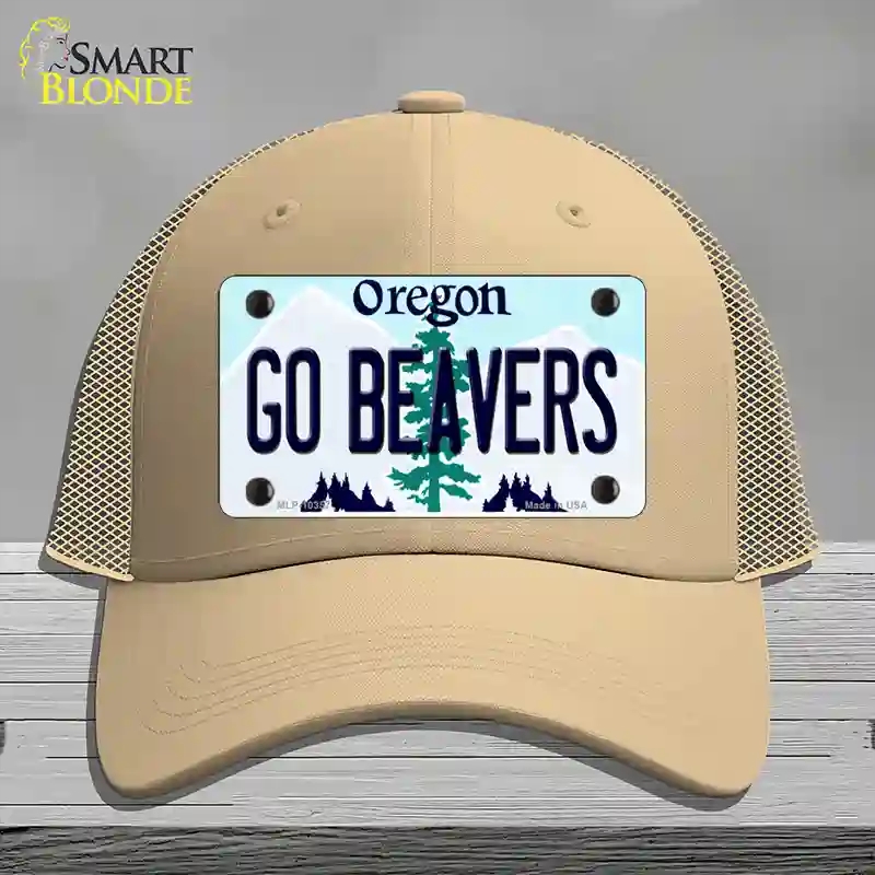 HAT15-MLP-10357 Go Beavers Oregon Novelty License Plate Hat, Mesh - Khaki