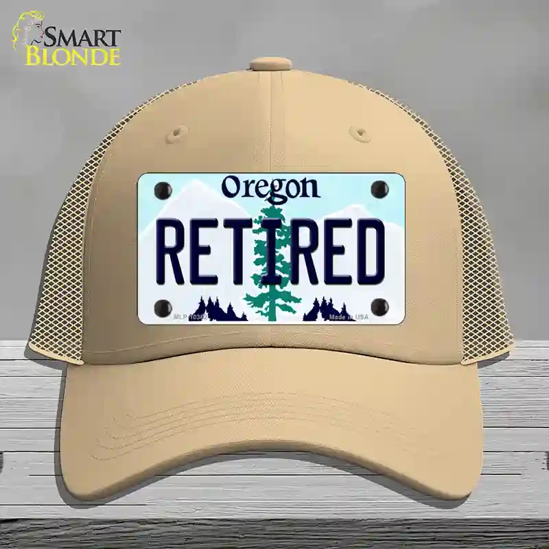 HAT15-MLP-10362 Retired Oregon Novelty License Plate Hat, Mesh - Khaki