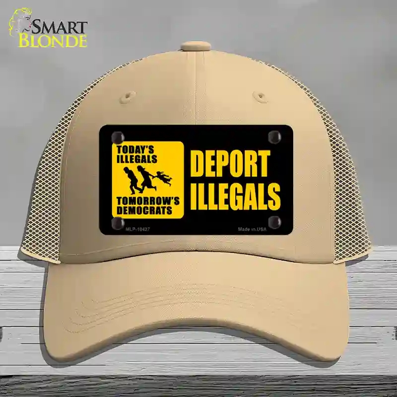 HAT15-MLP-10427 Deport Illegals Novelty License Plate Hat, Mesh - Khaki