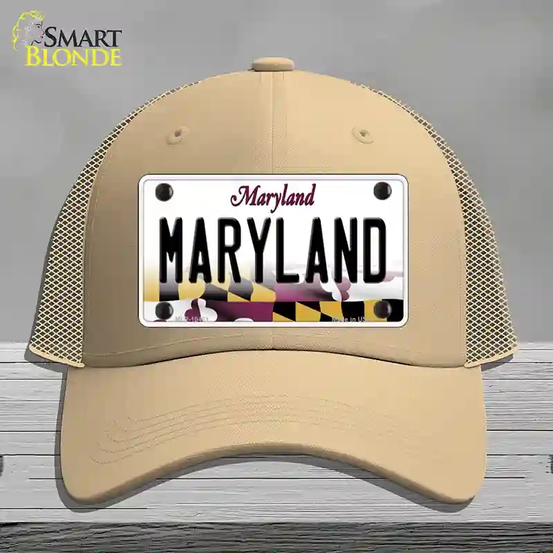 HAT15-MLP-10461 Maryland State MD Novelty License Plate Hat, Mesh - Khaki