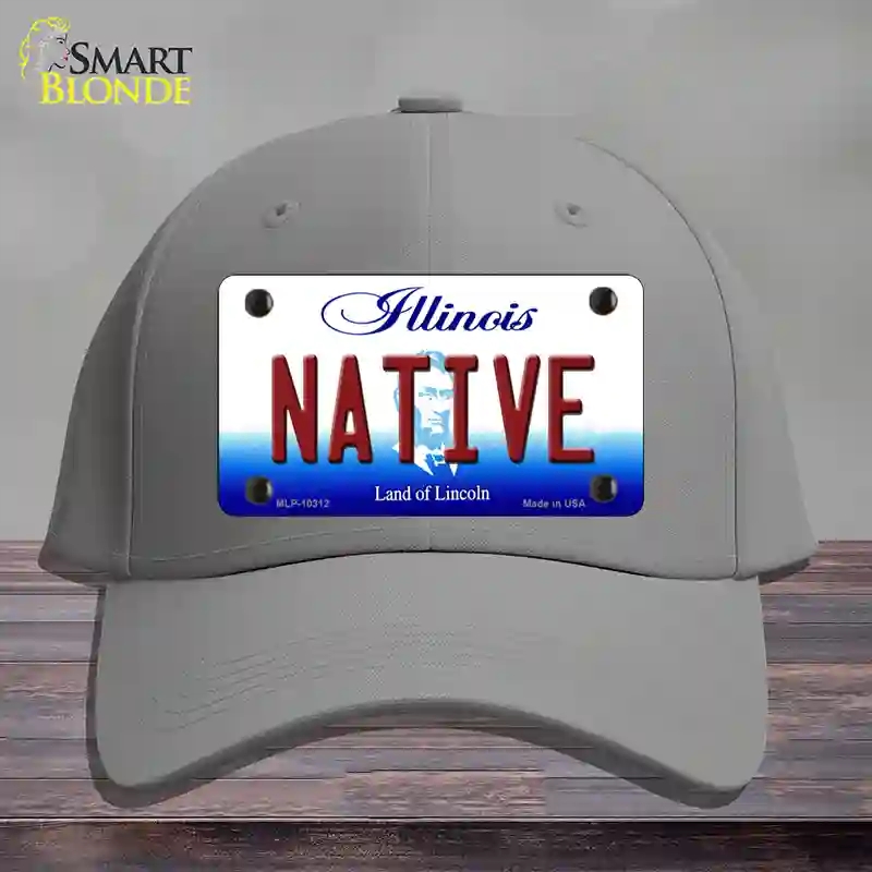 HAT23-MLP-10312 Native Illinois Novelty License Plate Hat, Cotton - Gray