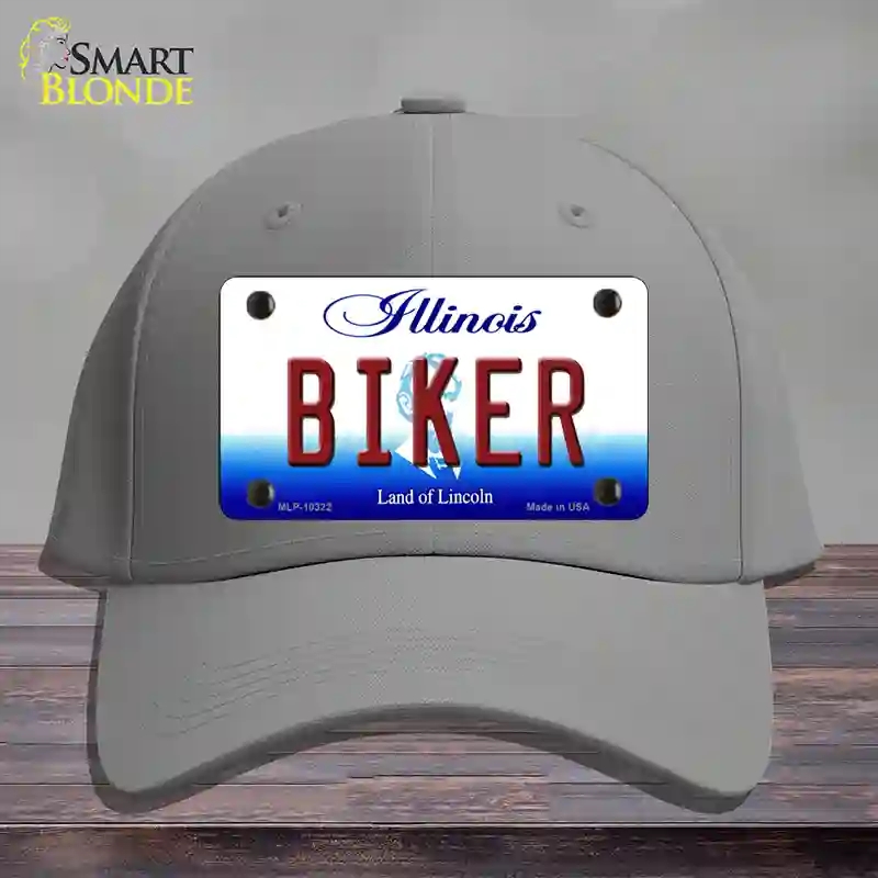 HAT23-MLP-10322 Biker Illinois Novelty License Plate Hat, Cotton - Gray