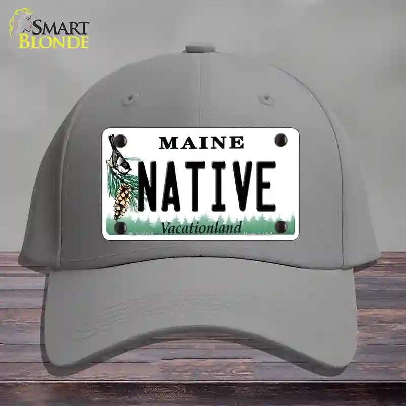 HAT23-MLP-10416 Native Maine Novelty License Plate Hat, Cotton - Gray