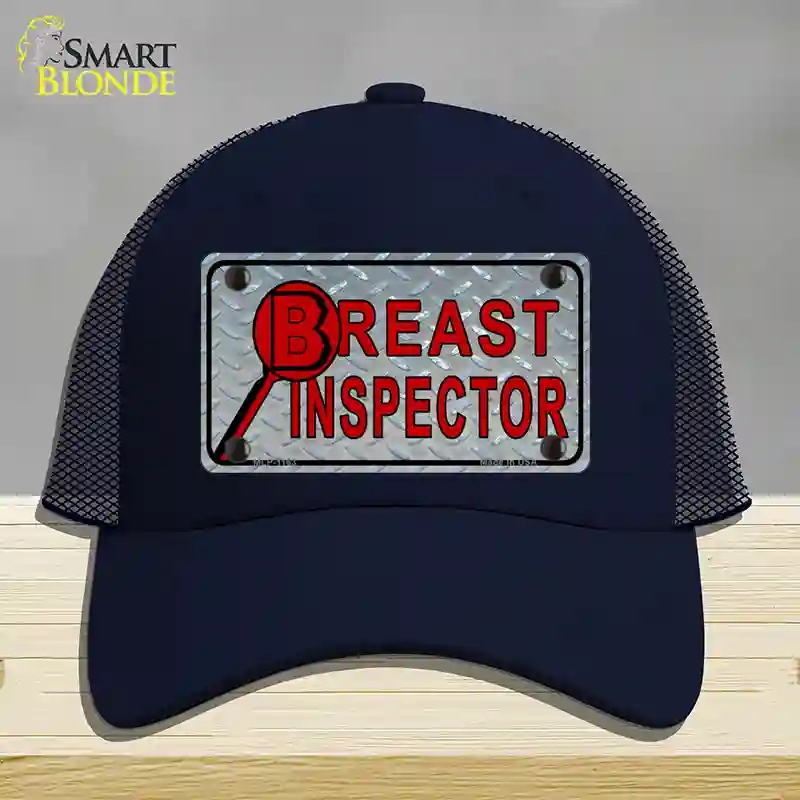 HAT16-MLP-1163 Breast Inspector Novelty License Plate Hat, Mesh - Navy