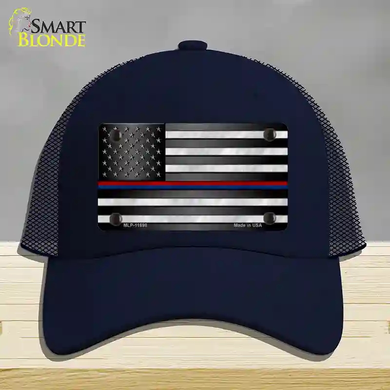 HAT16-MLP-11698 First Responder American Flag Novelty License Plate Hat, Mesh - Navy