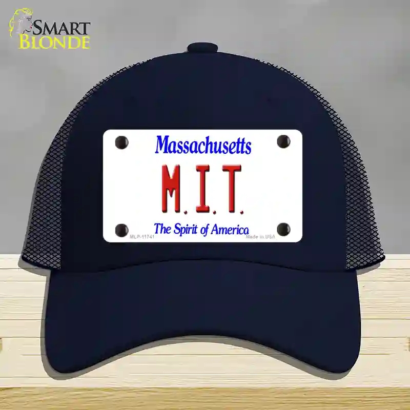 HAT16-MLP-11741 MIT Massachusetts State Novelty License Plate Hat, Mesh - Navy