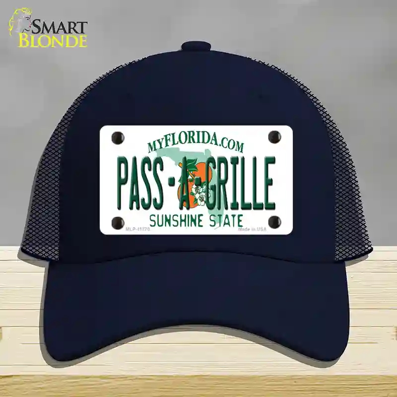 HAT16-MLP-11770 Pass a Grille Florida Novelty License Plate Hat, Mesh - Navy