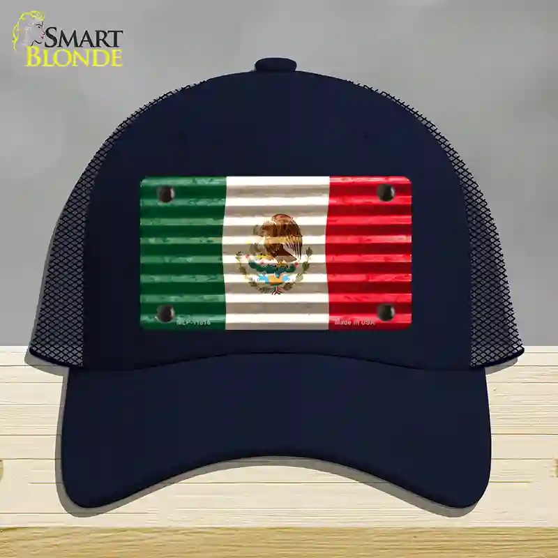 HAT16-MLP-11816 Mexico Flag Novelty License Plate Hat, Mesh - Navy