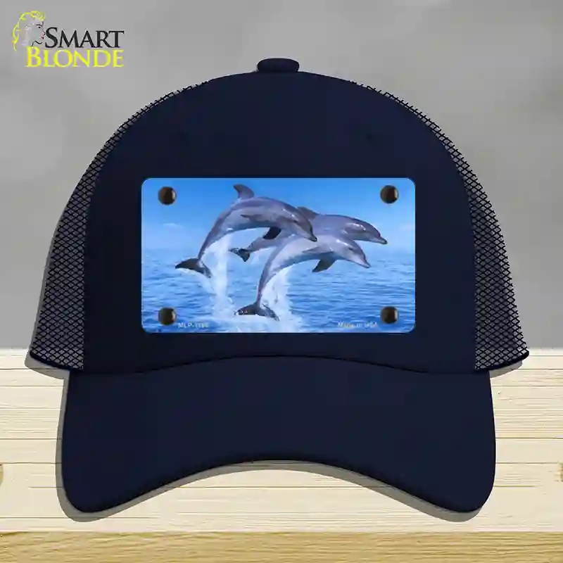 HAT16-MLP-1186 Dolphins Novelty License Plate Hat, Mesh - Navy