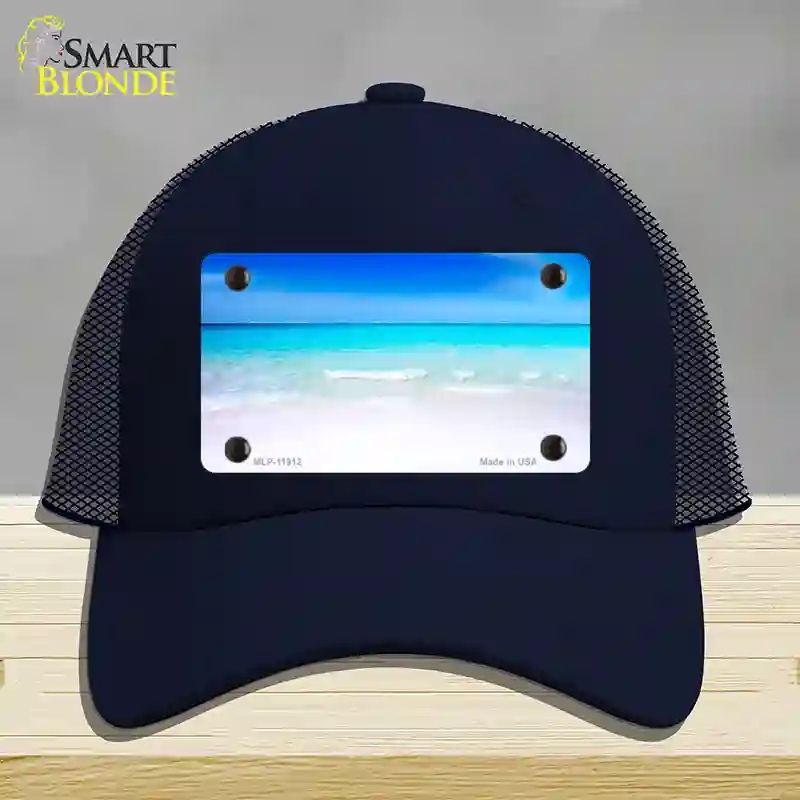 HAT16-MLP-11912 Beach Scene Novelty License Plate Hat, Mesh - Navy
