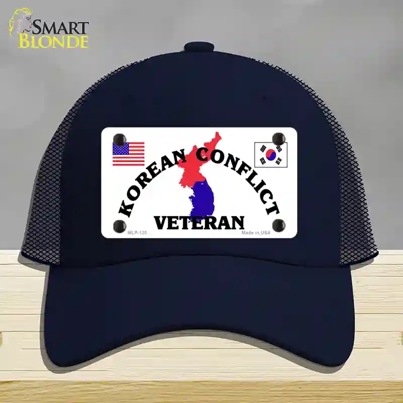 HAT16-MLP-120 Korean Conflict Veteran Novelty License Plate Hat, Mesh - Navy