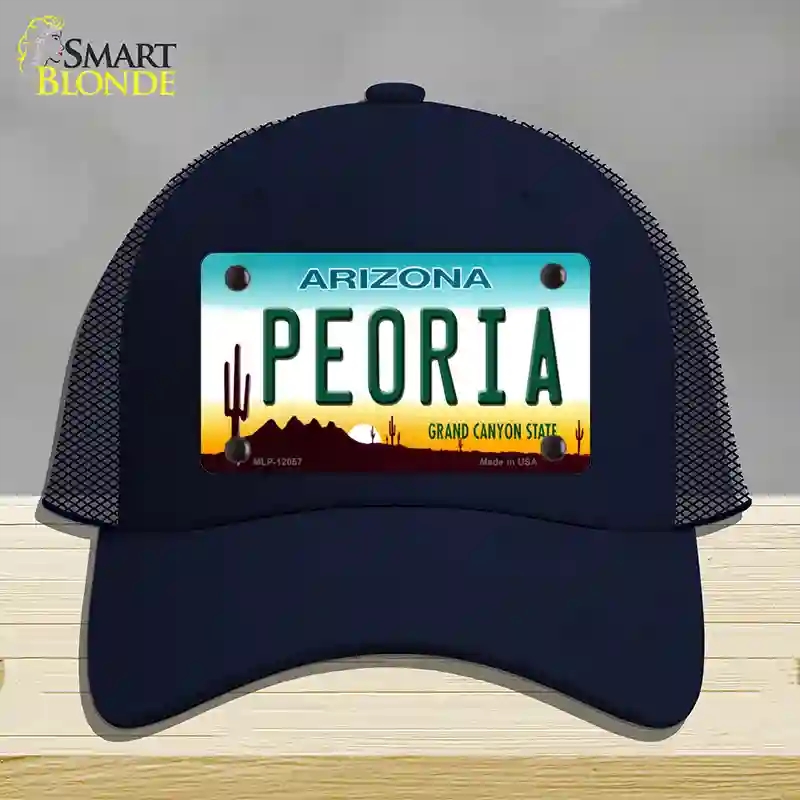 HAT16-MLP-12057 Peoria Arizona Novelty License Plate Hat, Mesh - Navy