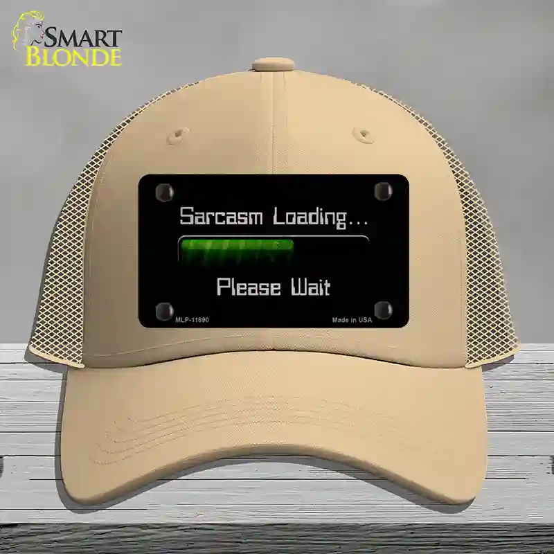 HAT15-MLP-11890 Sarcasm Loading Novelty License Plate Hat, Mesh - Khaki