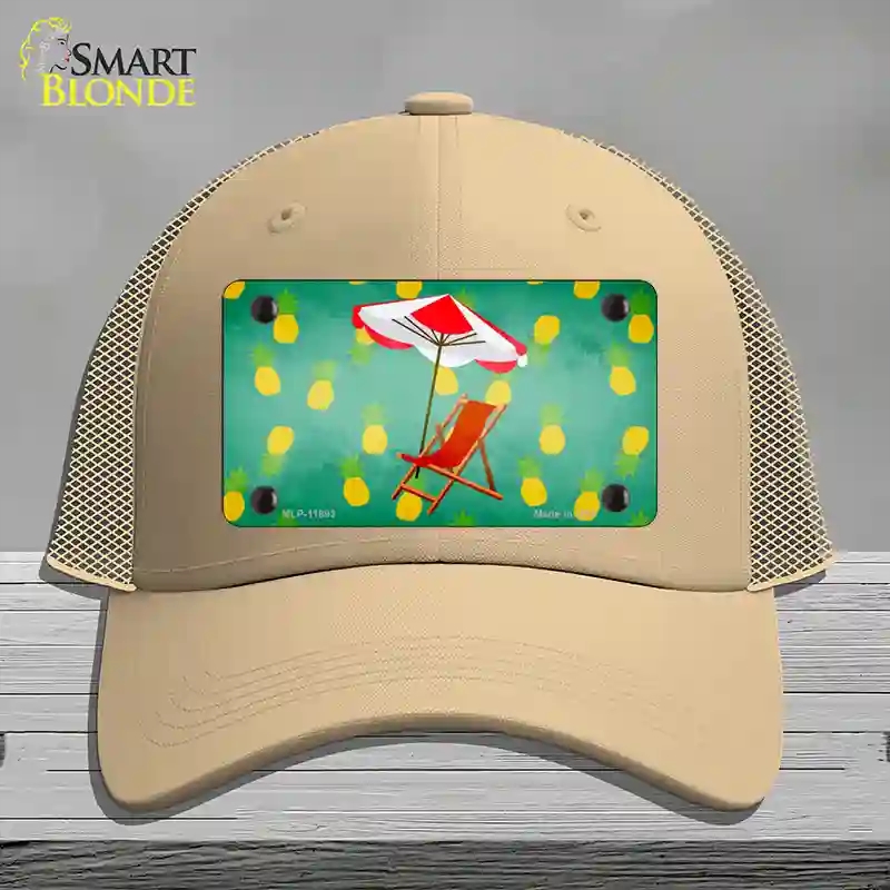 HAT15-MLP-11893 Chair & Umbrella Novelty License Plate Hat, Mesh - Khaki