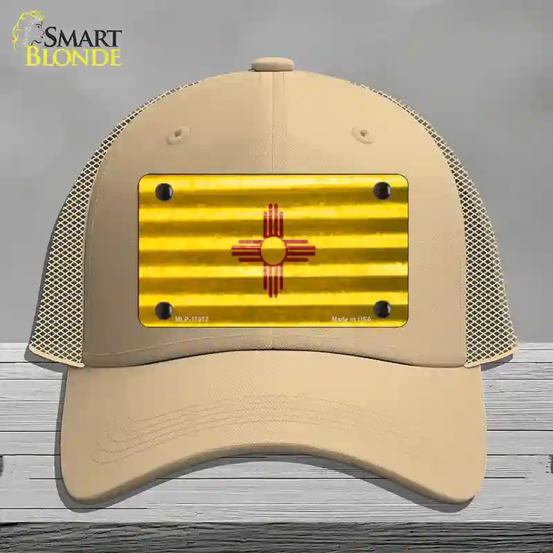 HAT15-MLP-11972   Mexico Corrugated Flag Novelty License Plate Hat, Mesh - Khaki