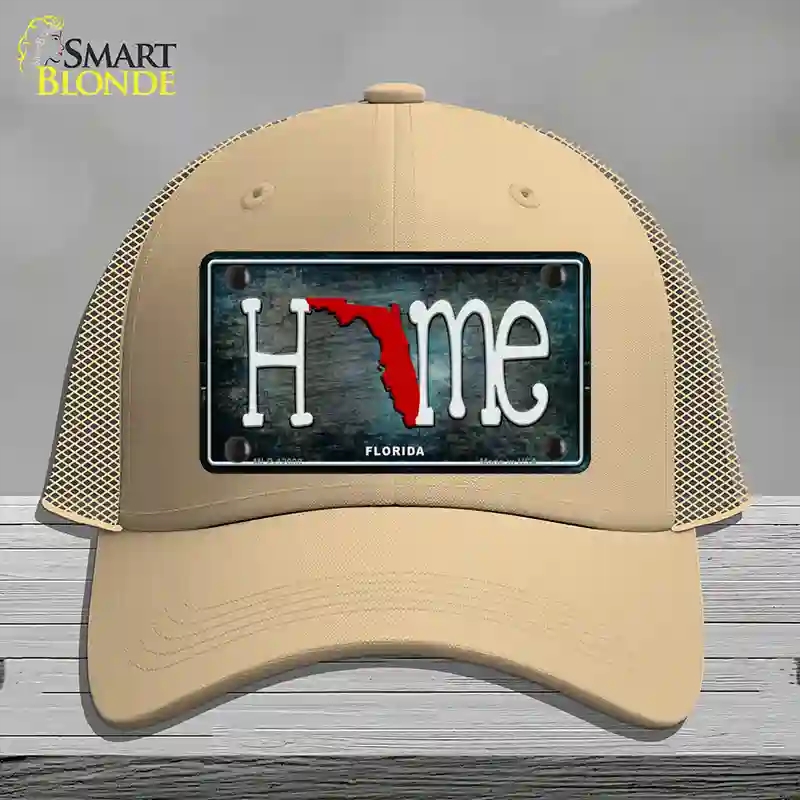 HAT15-MLP-12000 Florida Home State Outline Novelty License Plate Hat, Mesh - Khaki