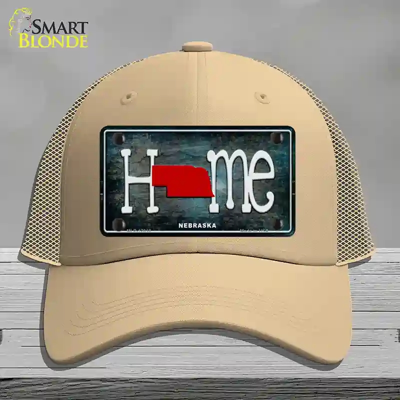 HAT15-MLP-12018 Nebraska Home State Outline Novelty License Plate Hat, Mesh - Khaki