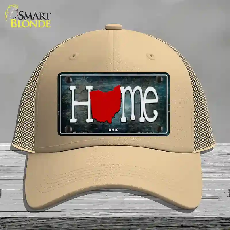 HAT15-MLP-12026 Ohio Home State Outline Novelty License Plate Hat, Mesh - Khaki