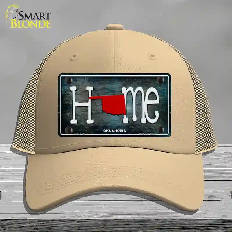HAT15-MLP-12027 Oklahoma Home State Outline Novelty License Plate Hat, Mesh - Khaki