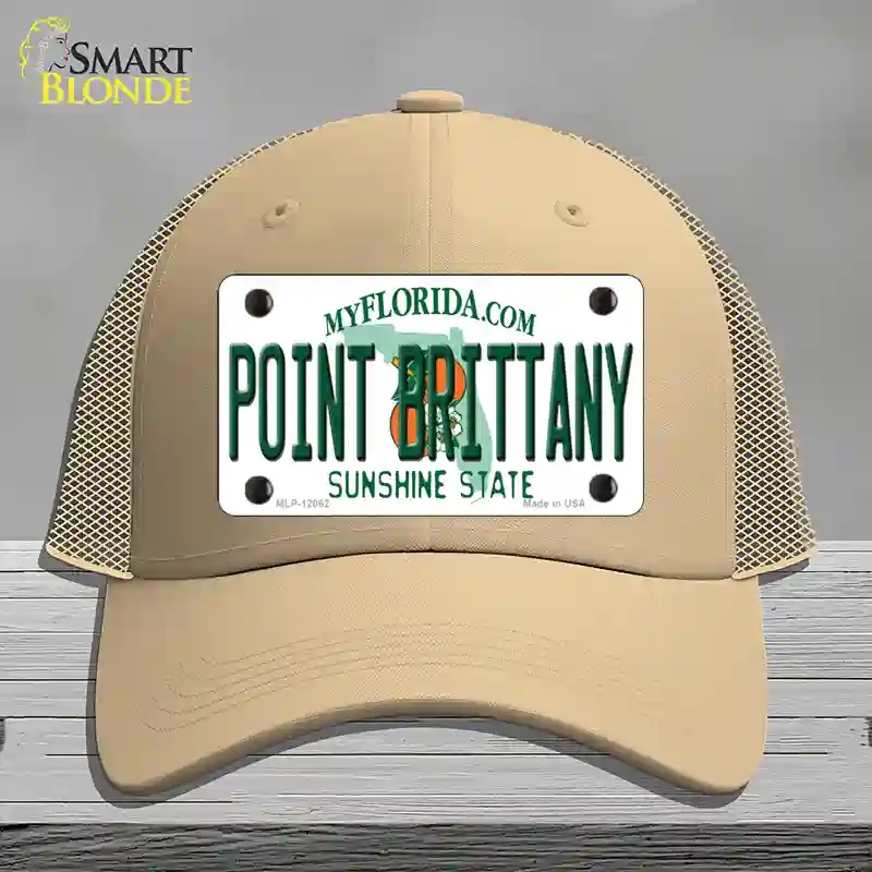 HAT15-MLP-12062 Florida Point Brittany Novelty License Plate Hat, Mesh - Khaki