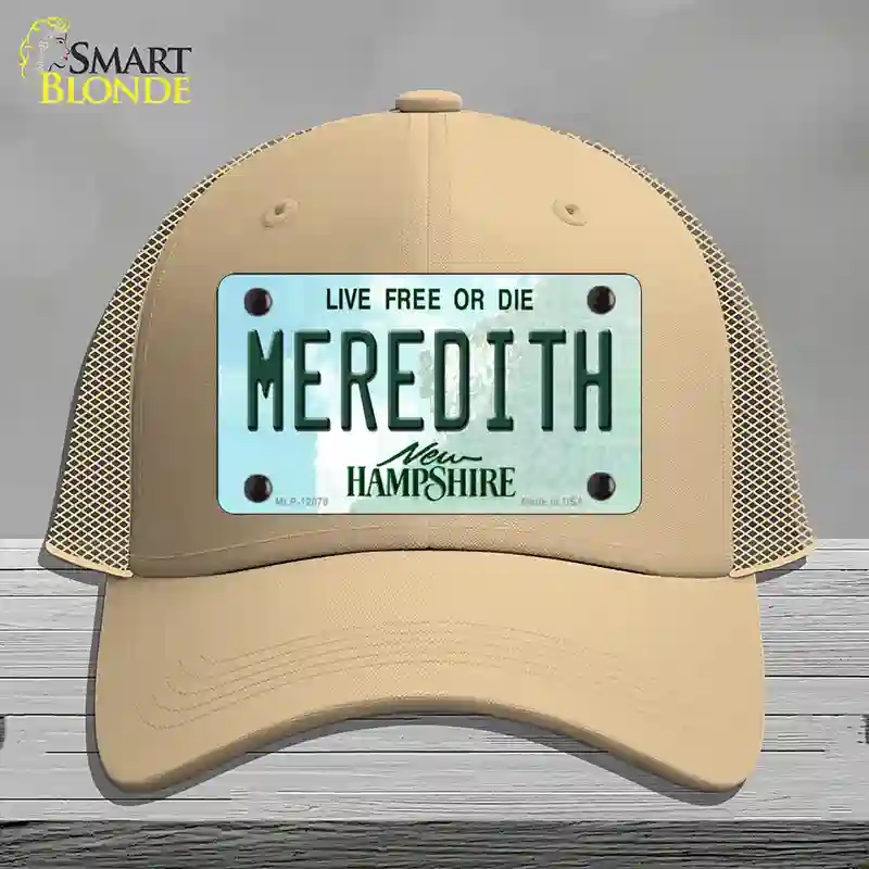HAT15-MLP-12078 Meredith   Hampshire State Novelty License Plate Hat, Mesh - Khaki