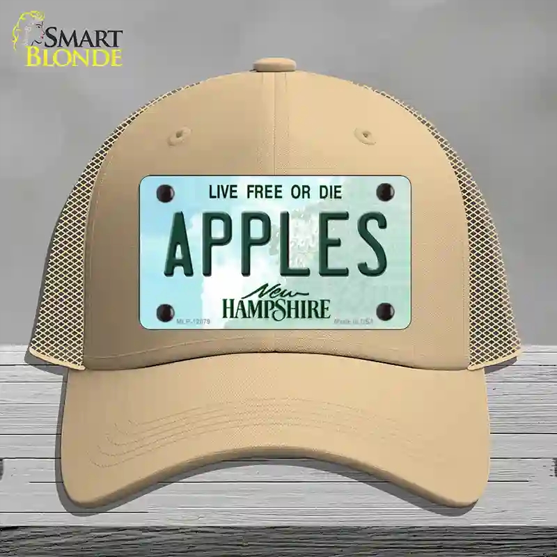 HAT15-MLP-12079 Apples   Hampshire State Novelty License Plate Hat, Mesh - Khaki
