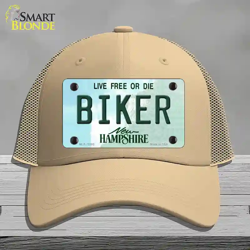 HAT15-MLP-12080 Biker   Hampshire State Novelty License Plate Hat, Mesh - Khaki