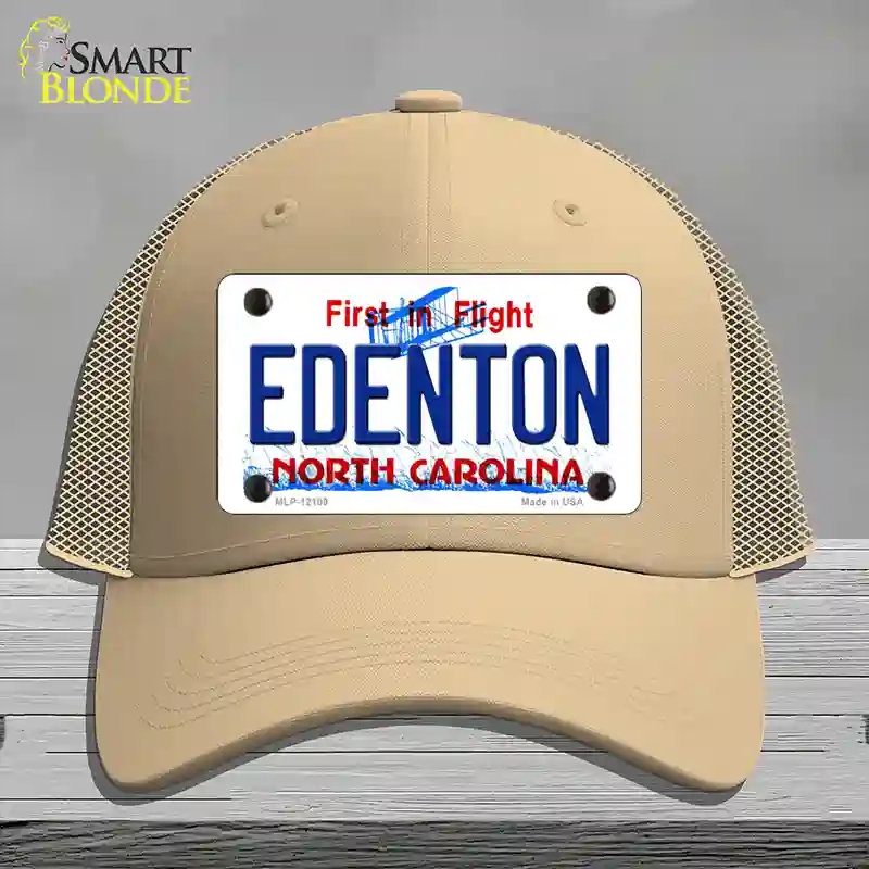 HAT15-MLP-12109 Edenton North Carolina State Novelty License Plate Hat, Mesh - Khaki