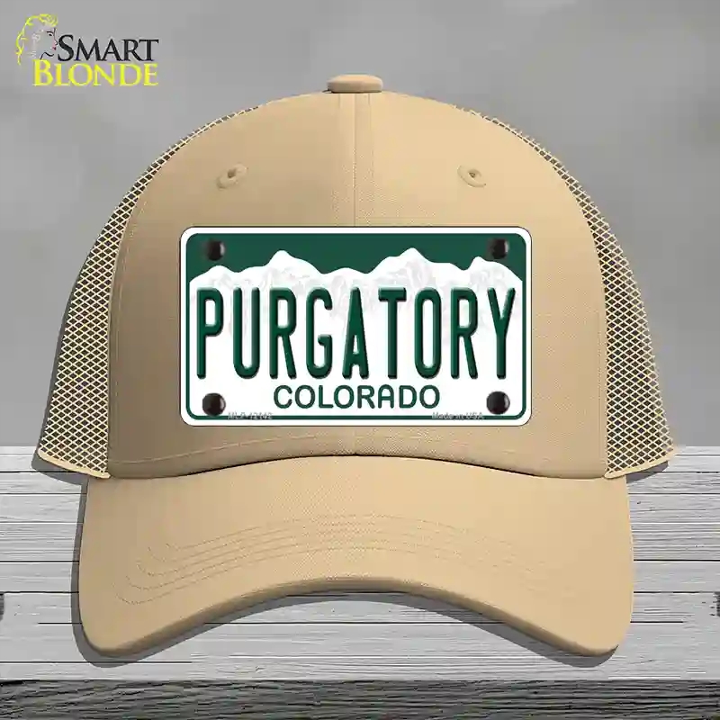 HAT15-MLP-12142 Purgatory Colorado Novelty License Plate Hat, Mesh - Khaki
