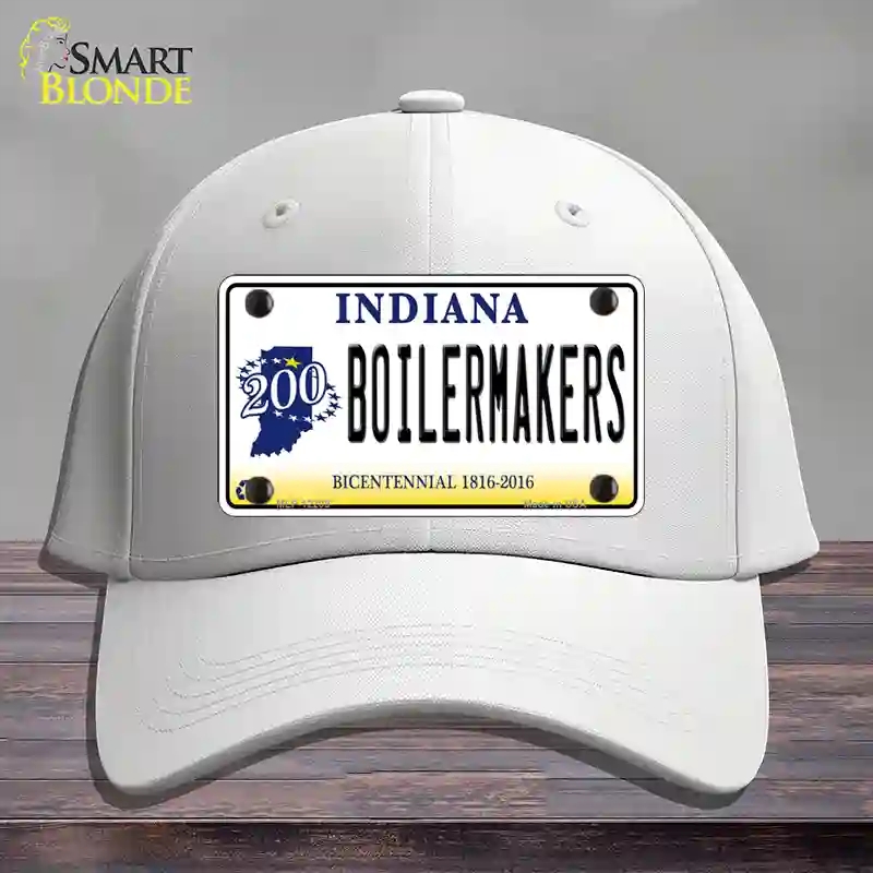 HAT21-MLP-12205 Boilermakers Indiana Novelty License Plate Hat, Cotton - White