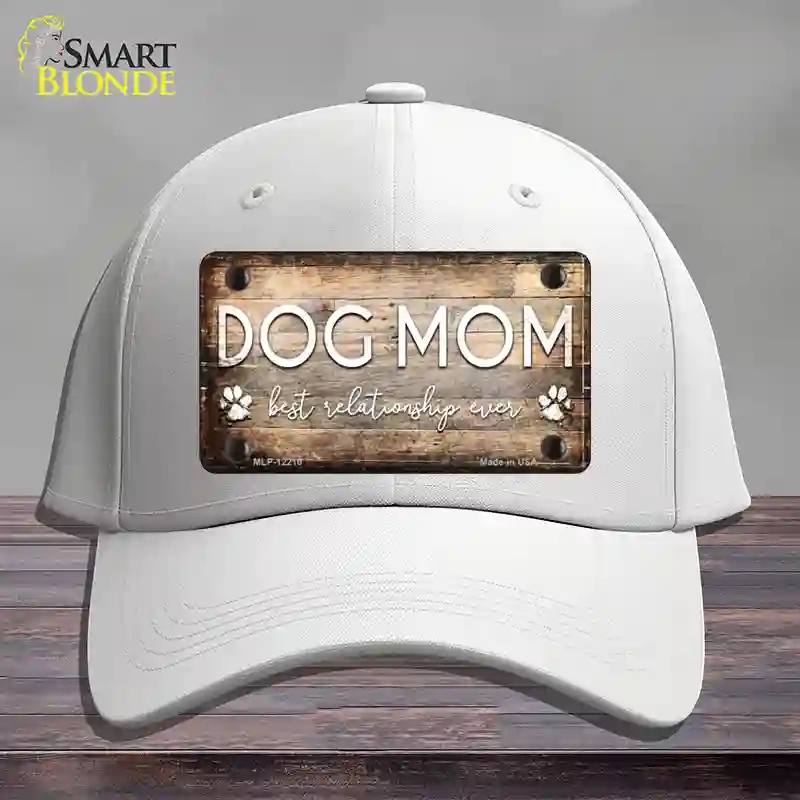HAT21-MLP-12210 Dog Mom Novelty License Plate Hat, Cotton - White