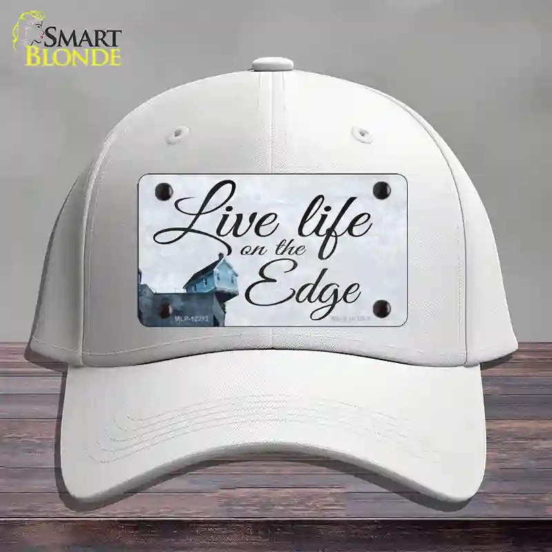 HAT21-MLP-12213 Live Life on the Edge Novelty License Plate Hat, Cotton - White