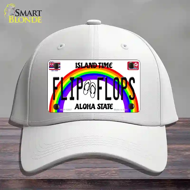 HAT21-MLP-12557 Flip Flops Hawaii Novelty License Plate Hat, Cotton - White