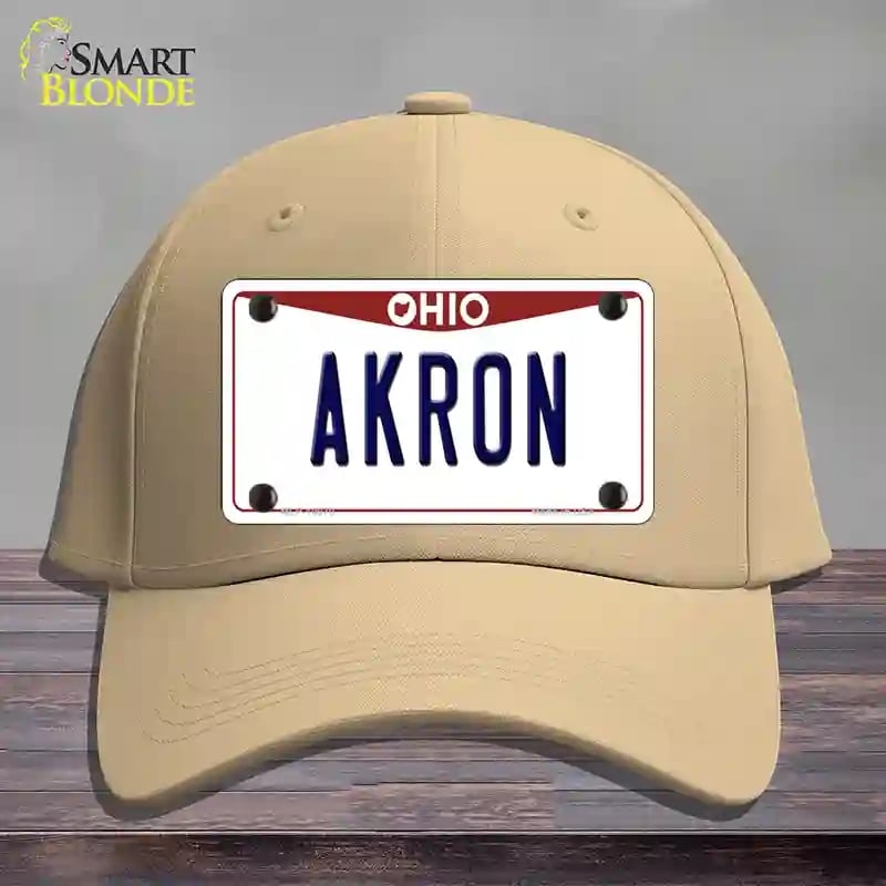 HAT22-MLP-10070 Akron Ohio Novelty License Plate Hat, Cotton - Khaki