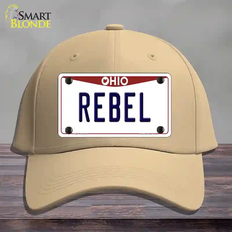 HAT22-MLP-10084 Rebel Ohio Novelty License Plate Hat, Cotton - Khaki
