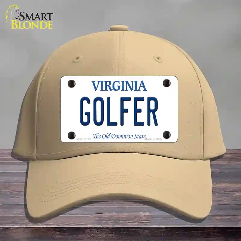 HAT22-MLP-10138 Golfer Virginia Novelty License Plate Hat, Cotton - Khaki