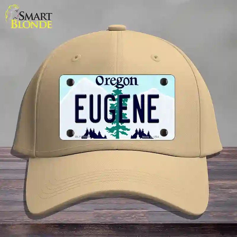 HAT22-MLP-10344 Eugene Oregon Novelty License Plate Hat, Cotton - Khaki