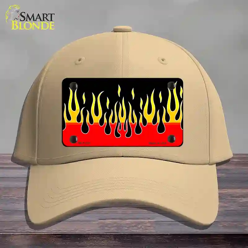 HAT22-MLP-021 Flames Novelty License Plate Hat, Cotton - Khaki