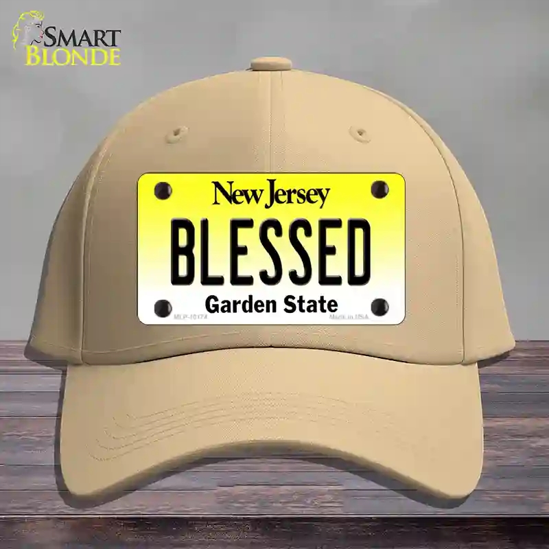 HAT22-MLP-10174 Blessed   Jersey Novelty License Plate Hat, Cotton - Khaki