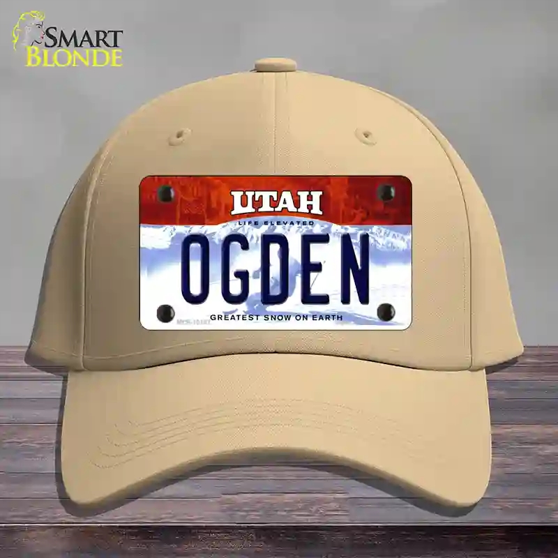 HAT22-MLP-10187 Ogden Utah Novelty License Plate Hat, Cotton - Khaki
