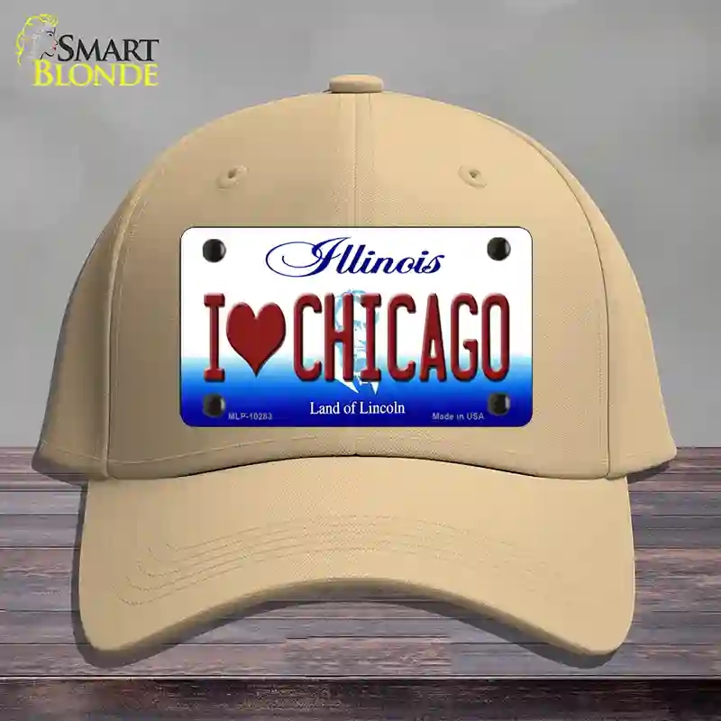 HAT22-MLP-10283 I Love Chicago Illinois Novelty License Plate Hat, Cotton - Khaki