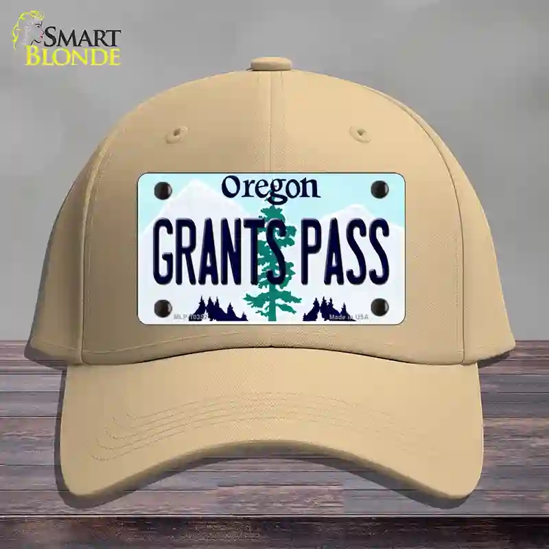 HAT22-MLP-10352 Grants Pass Oregon Novelty License Plate Hat, Cotton - Khaki