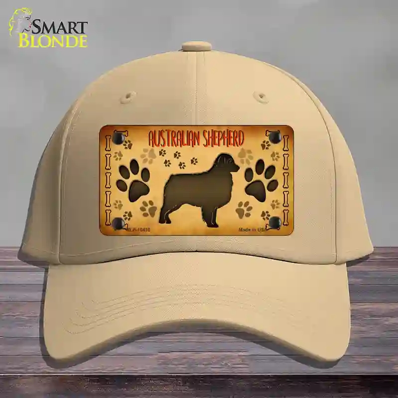 HAT22-MLP-10430 Australian Shepherd Novelty License Plate Hat, Cotton - Khaki