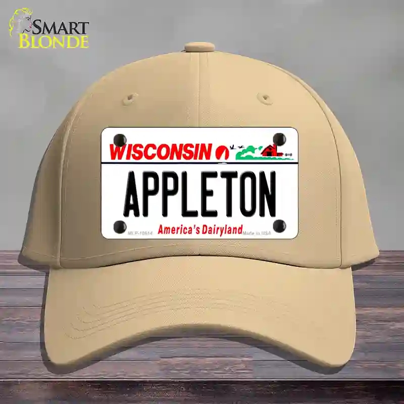 HAT22-MLP-10614 Appleton Wisconsin Novelty License Plate Hat, Cotton - Khaki