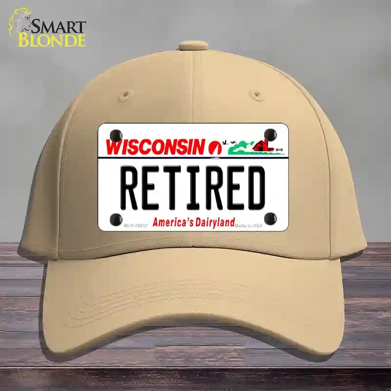 HAT22-MLP-10637 Retired Wisconsin Novelty License Plate Hat, Cotton - Khaki