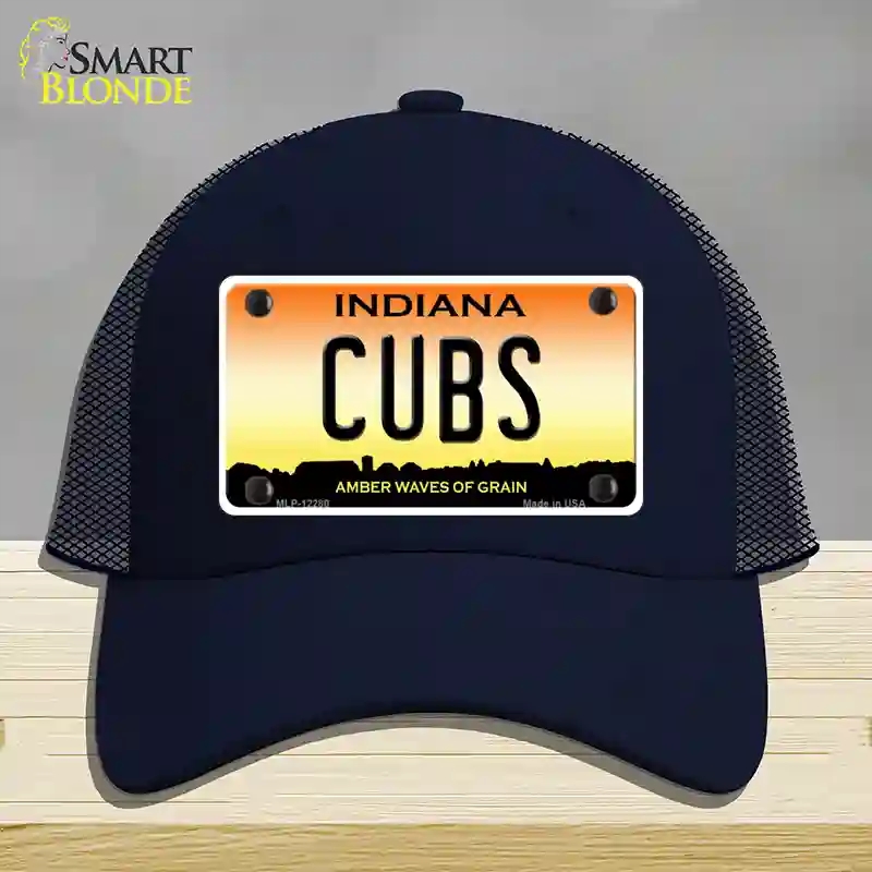 HAT16-MLP-12280 Cubs Indiana Novelty License Plate Hat, Mesh - Navy