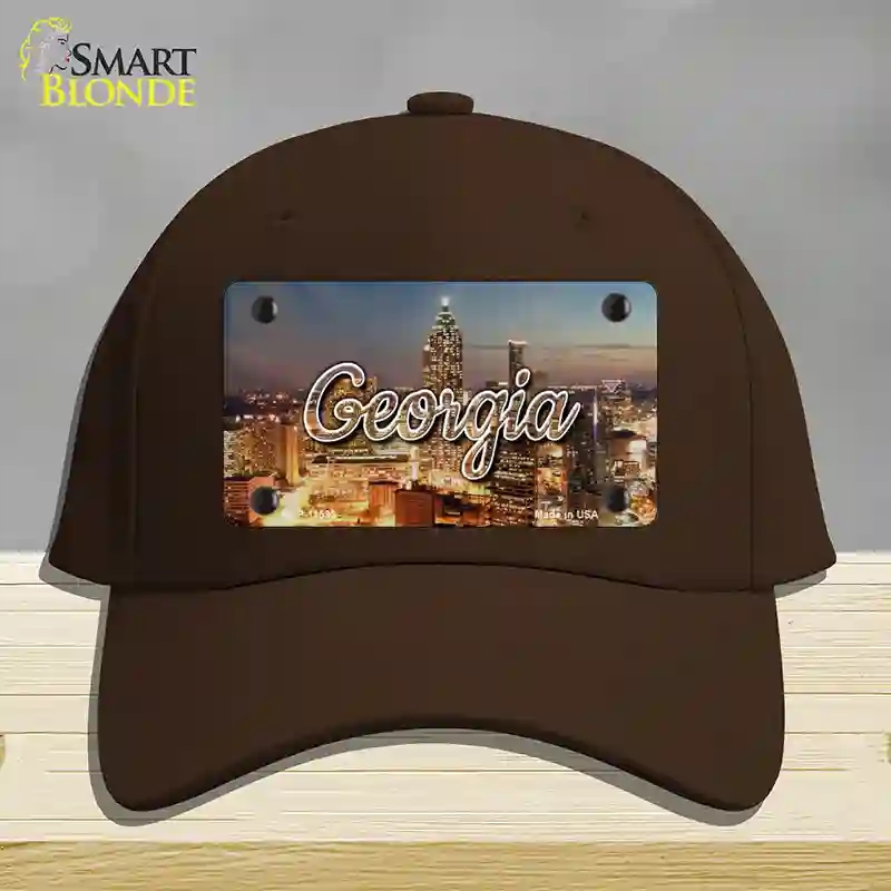 HAT24-MLP-11593 Georgia City Lights State Novelty License Plate Hat, Cotton - Dark Brown